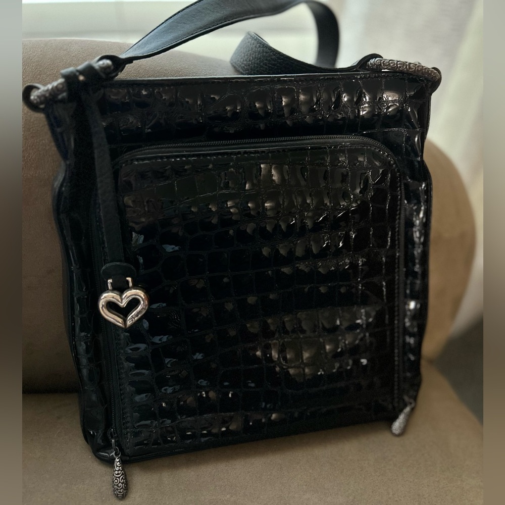 BRIGHTON Vintage - Black Crocodile-Embossed Women's Bag